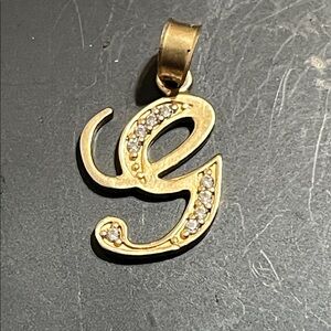 Gold Initial Pendant with Crystals
